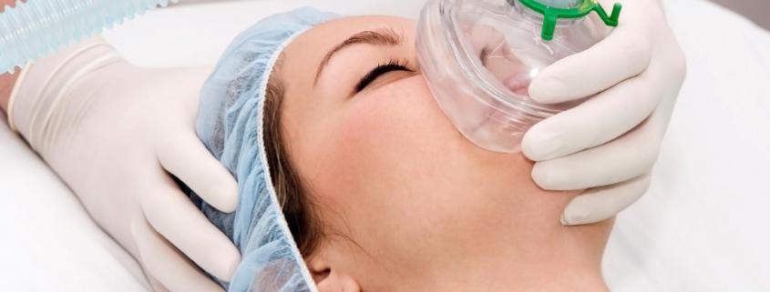 Beautiful patient receives anaesthetic